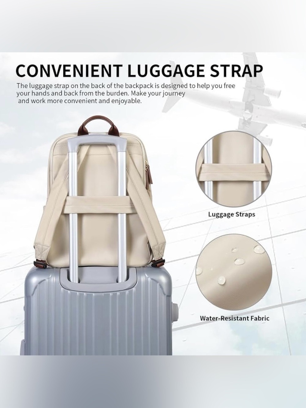 GOLF Apricot  Backpack with Brown Trim - Picture 4 of 6
